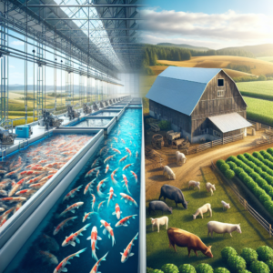 The rise of sustainable aquaculture alongside traditional farming.