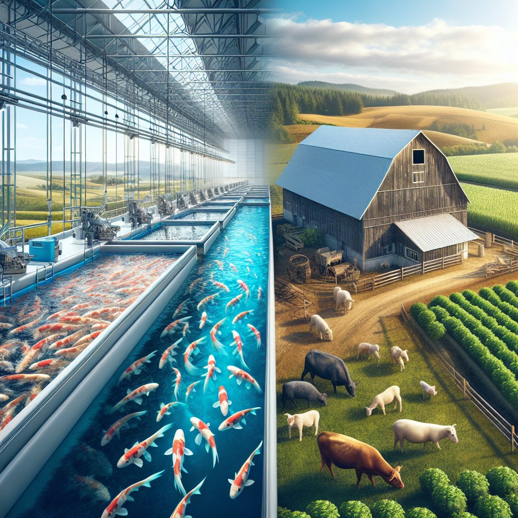 The rise of sustainable aquaculture alongside traditional farming.